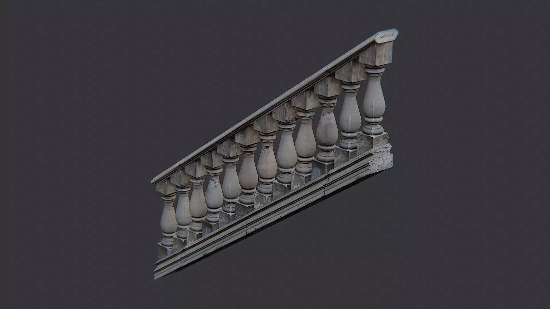 Stone Stair Balustrade Railing Low-poly 3D model_1