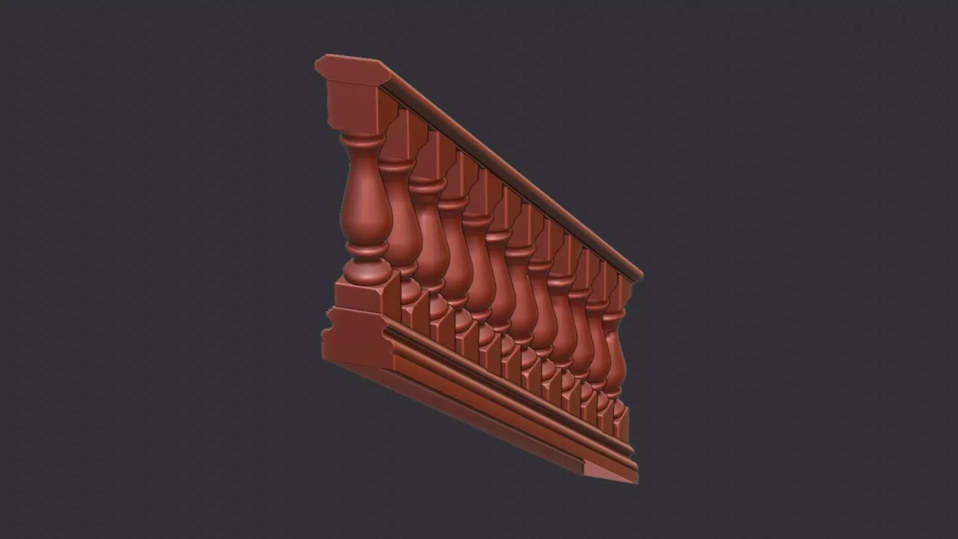Stone Stair Balustrade Railing Low-poly 3D model_6