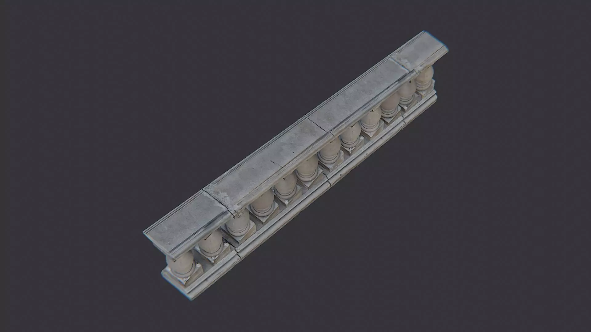 Stone Stair Balustrade Railing Low-poly 3D model_4