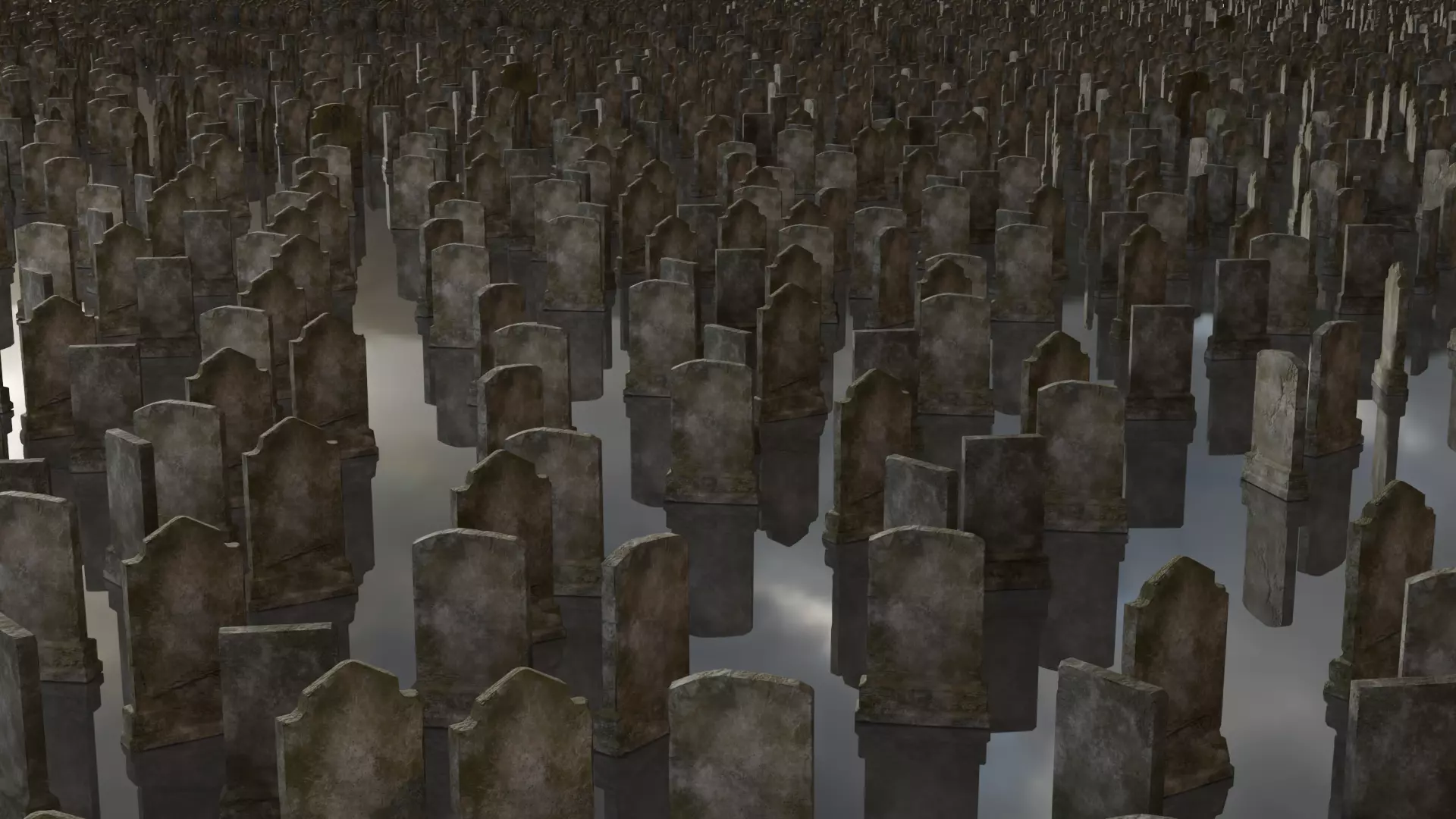 Gravestones Set Low-poly 3D model_9