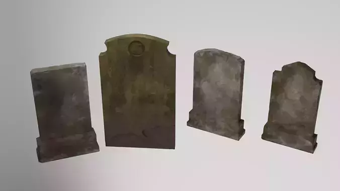 Old Mossy Gravestones Tombstones Set