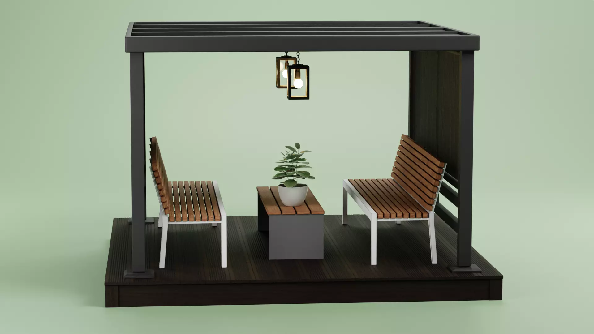 Gazebo Setup V5 - Modern Compact Pavilion Scene 3D model