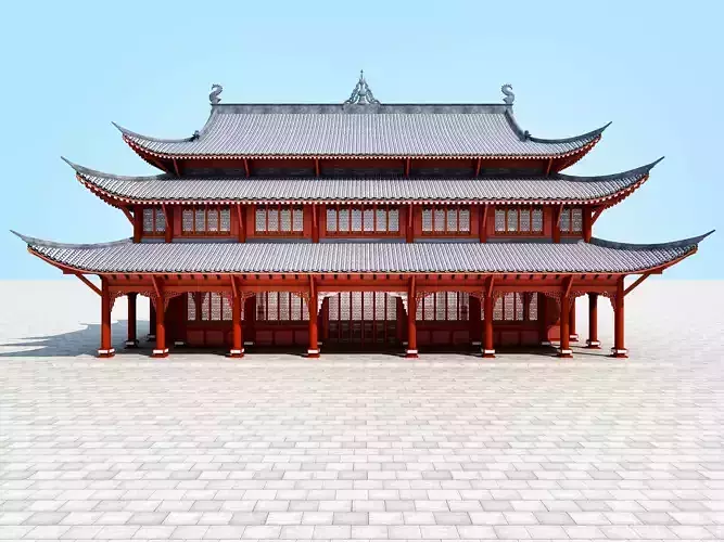 Chinese palace architecture Low-poly 3D model Chinese palace architecture Low-poly 3D model