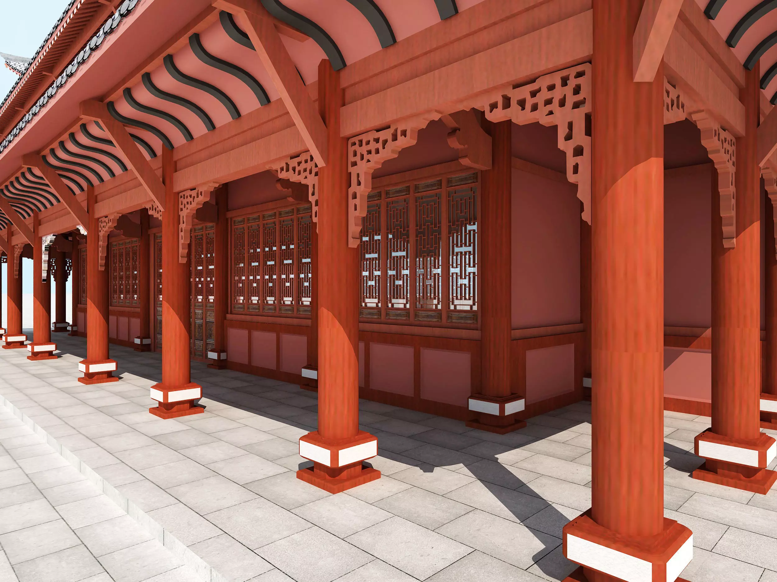 Chinese palace architecture Low-poly 3D model_2
