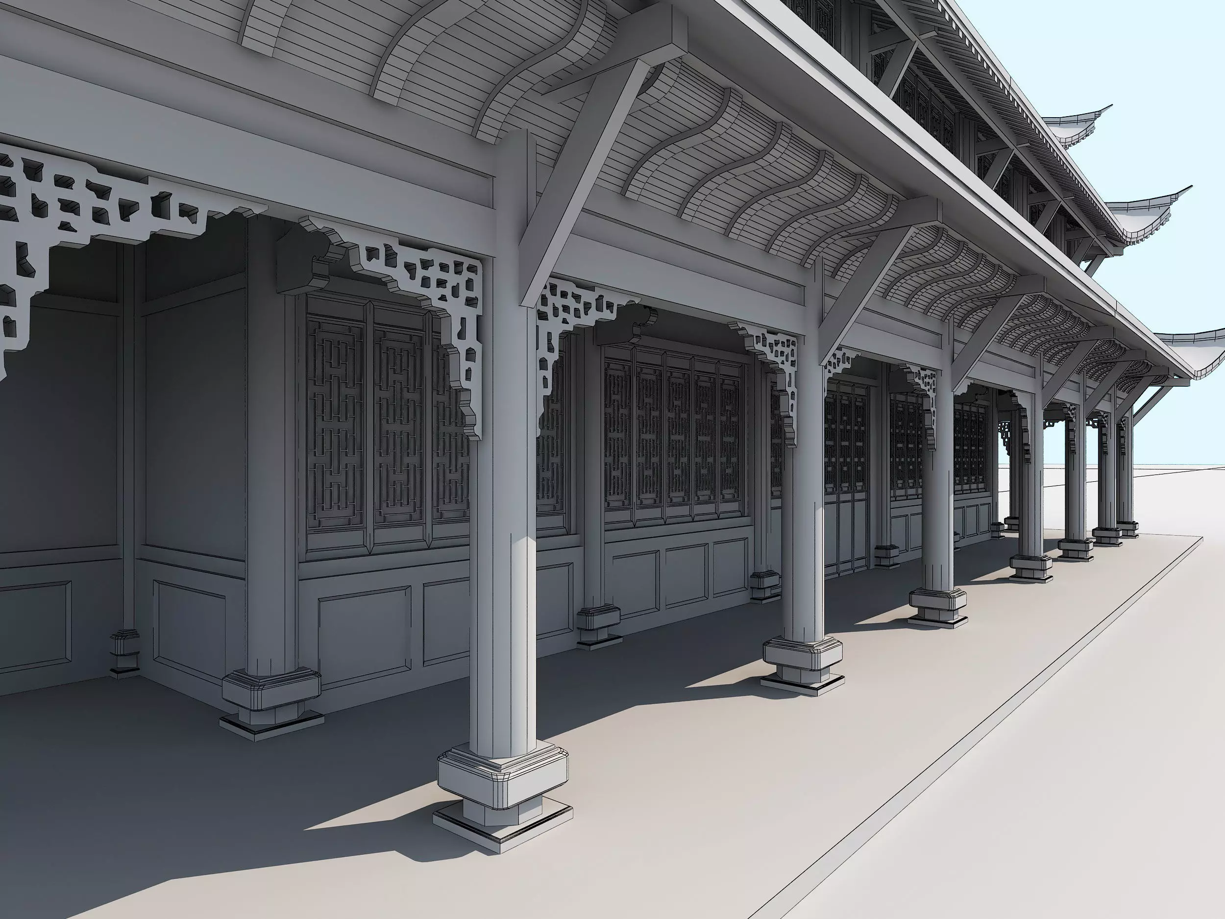 Chinese palace architecture Low-poly 3D model_11