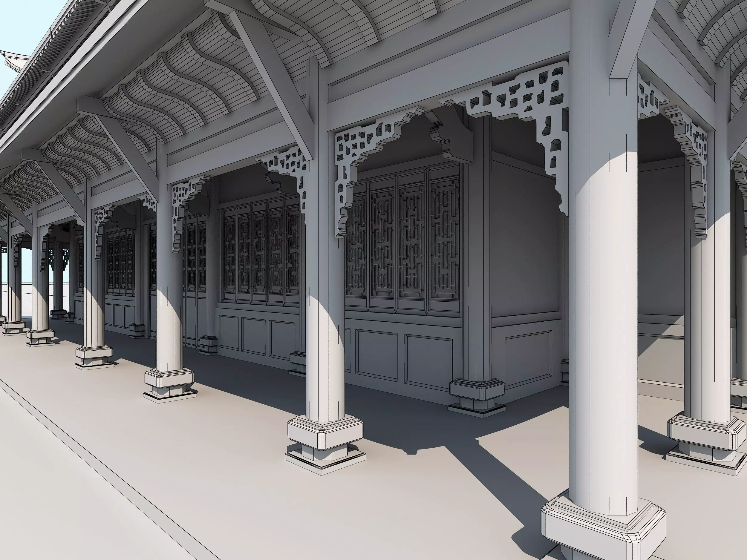 Chinese palace architecture Low-poly 3D model_12