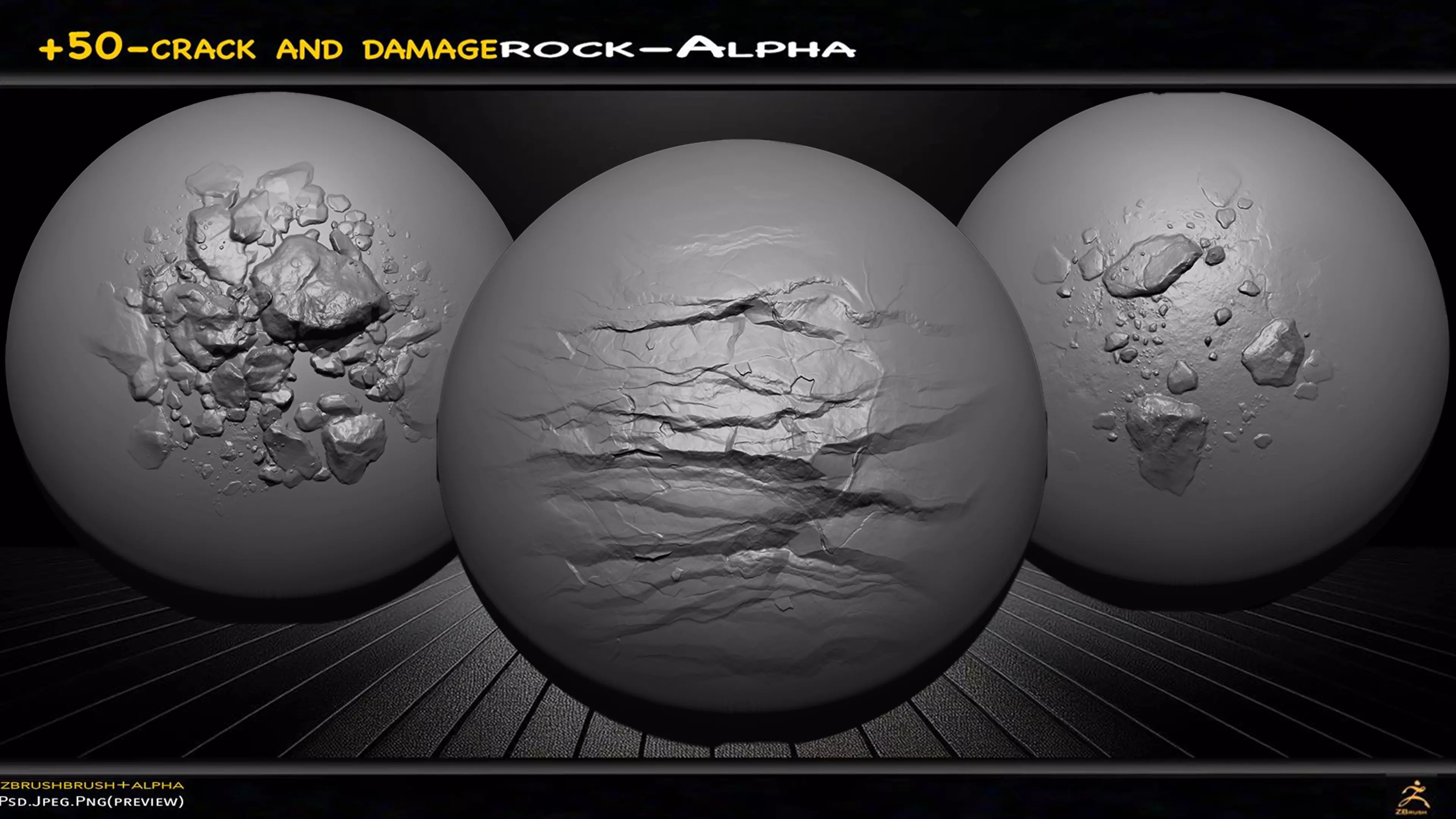 Crack Damage Rock Alpha pack Texture