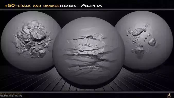 Crack Damage Rock Alpha pack