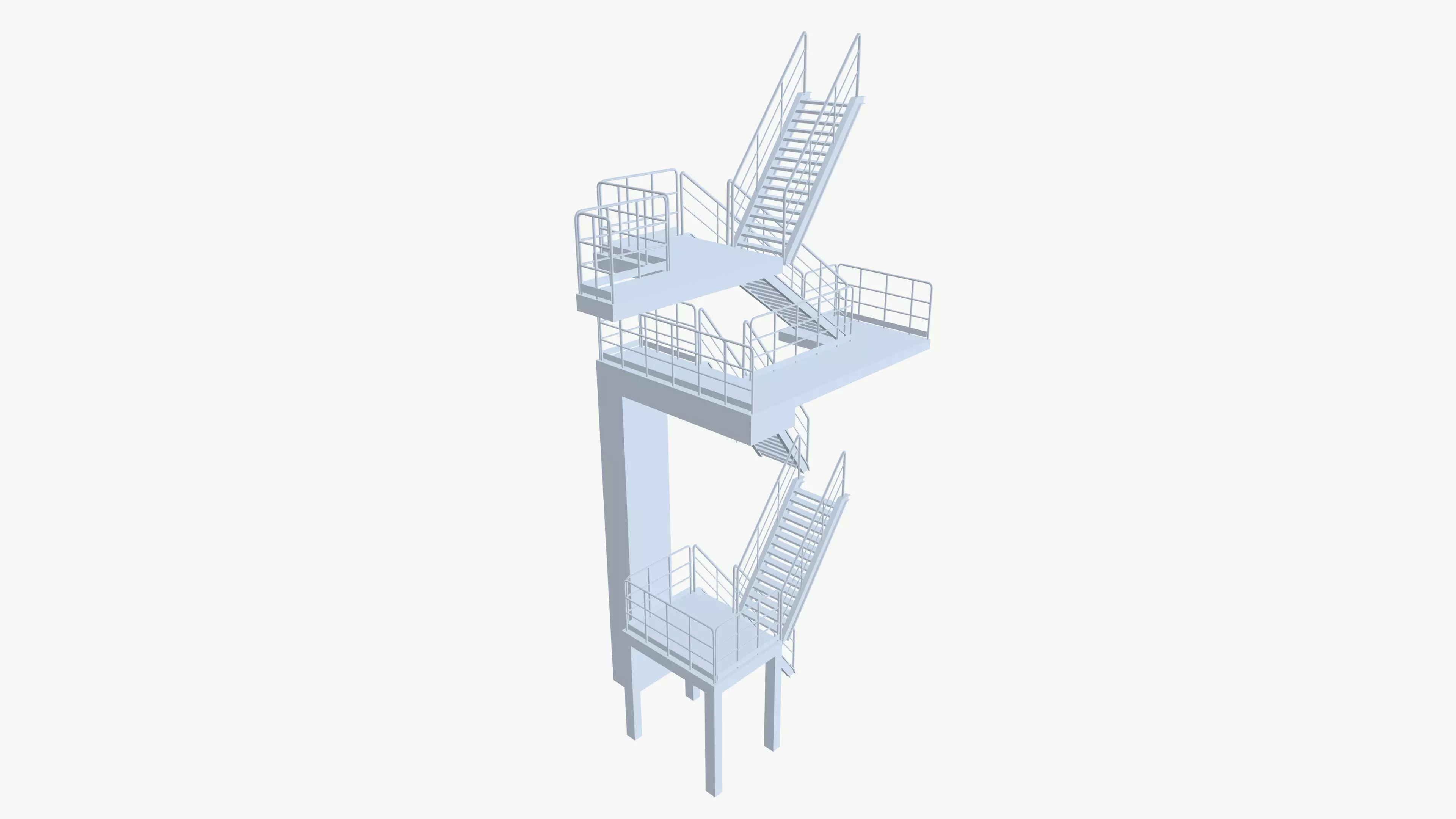 Industrial Stair Case Low-poly 3D model_14