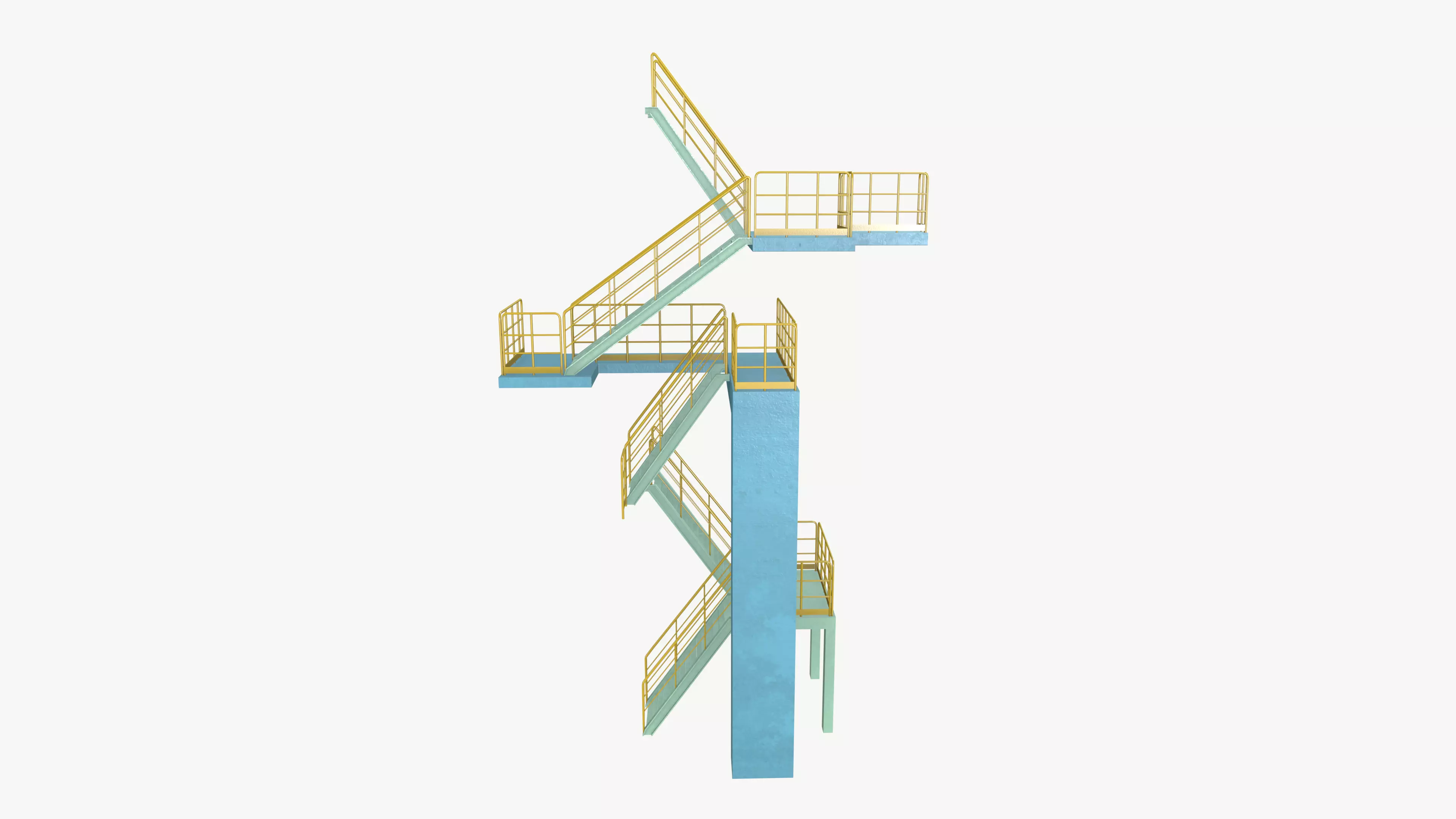 Industrial Stair Case Low-poly 3D model_3