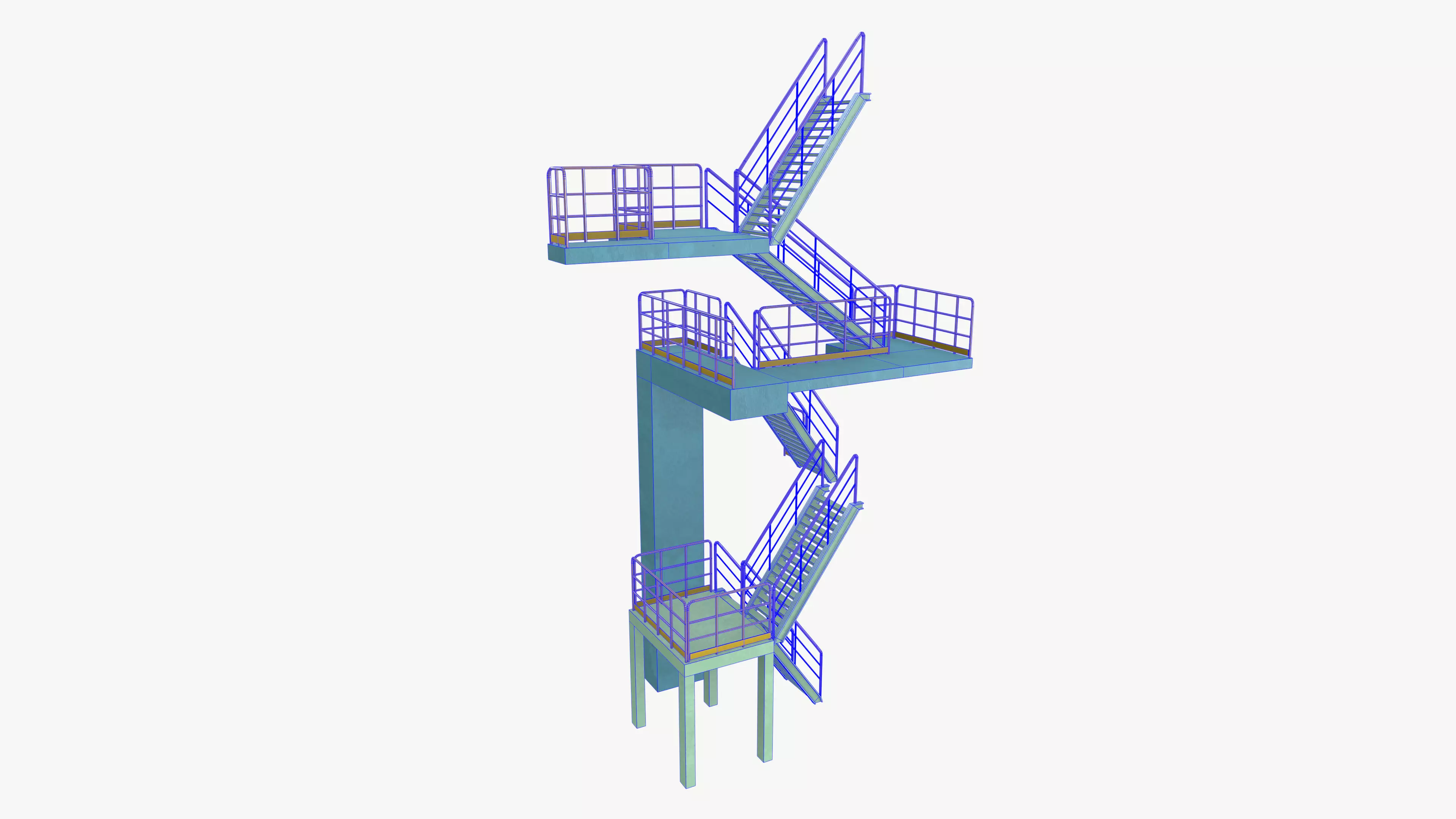 Industrial Stair Case Low-poly 3D model_8