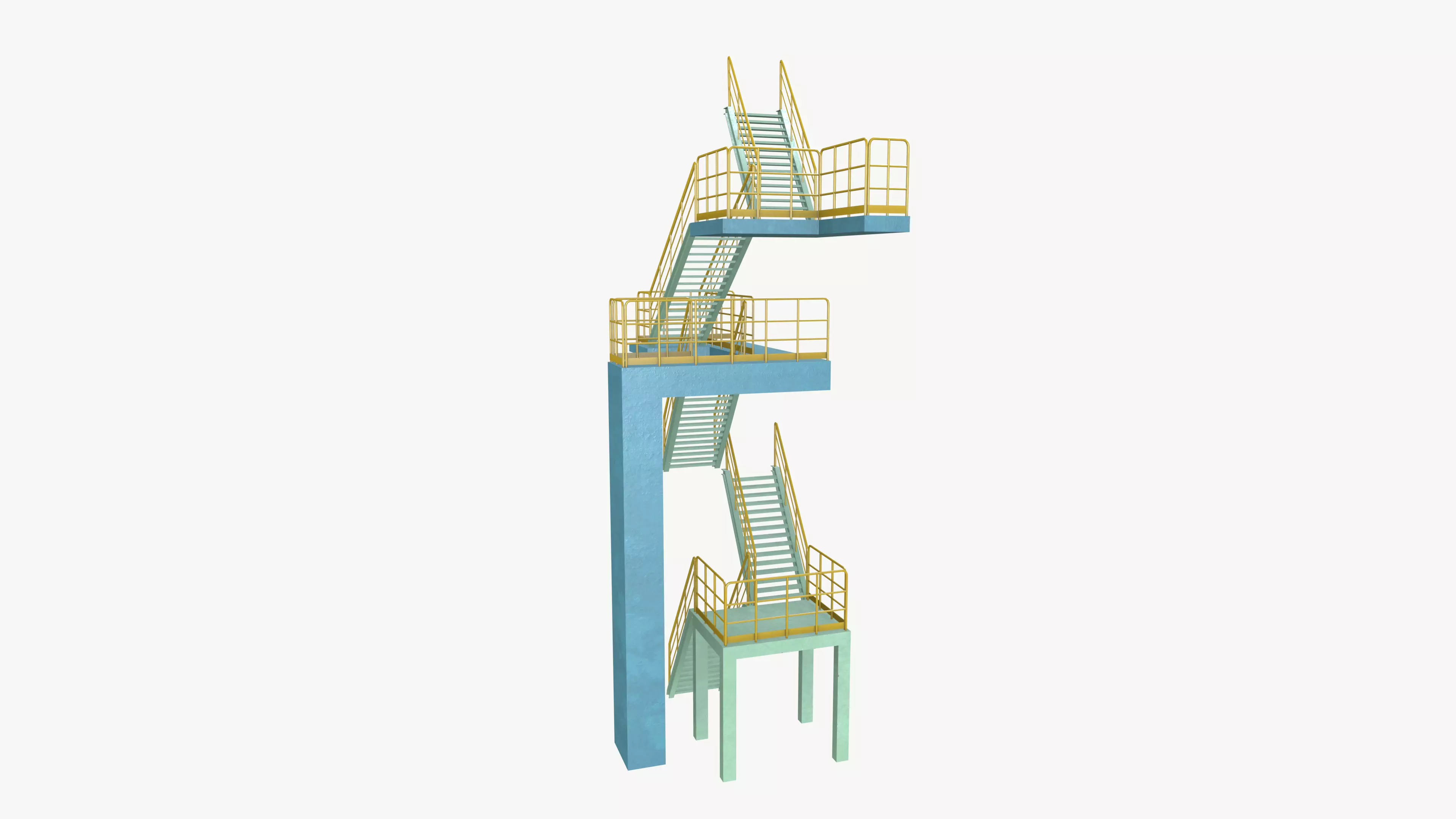 Industrial Stair Case Low-poly 3D model_5
