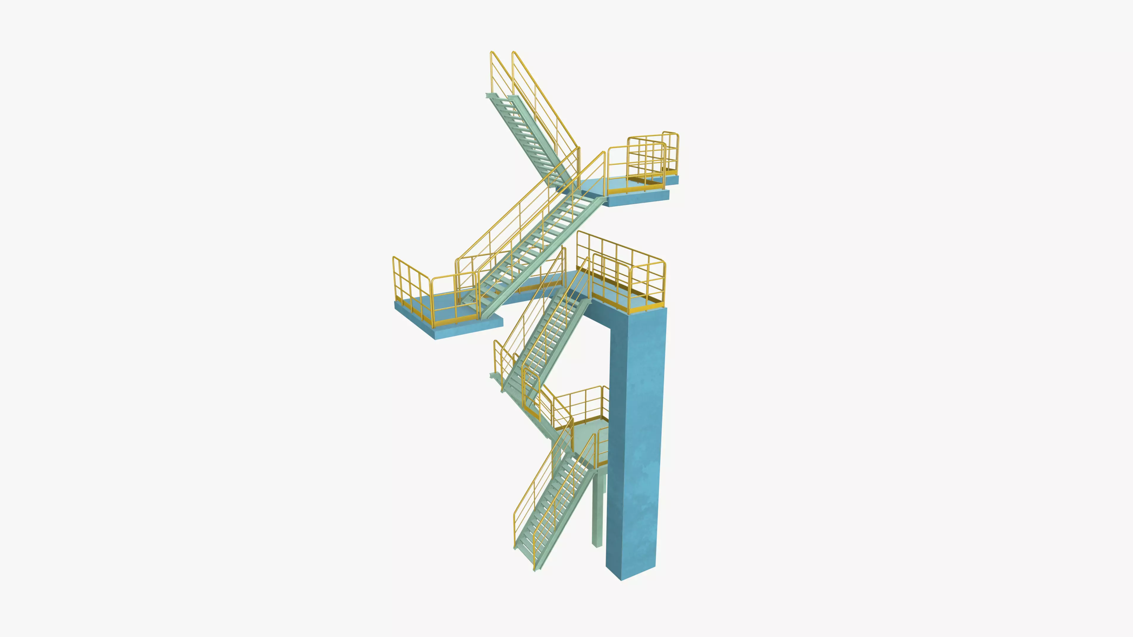 Industrial Stair Case Low-poly 3D model_6