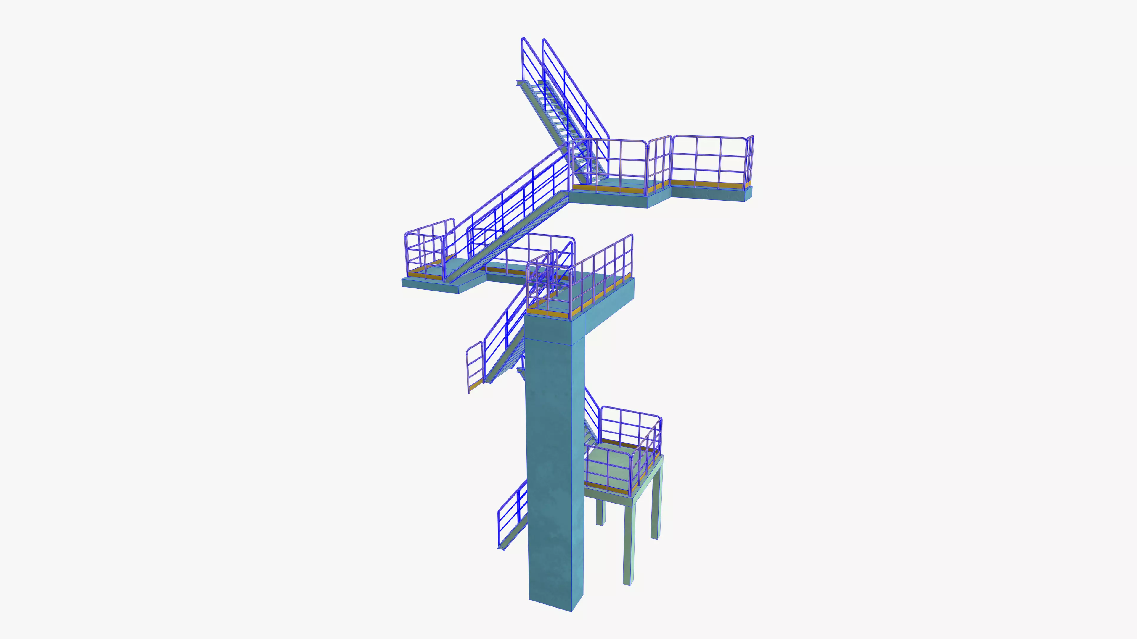 Industrial Stair Case Low-poly 3D model_10