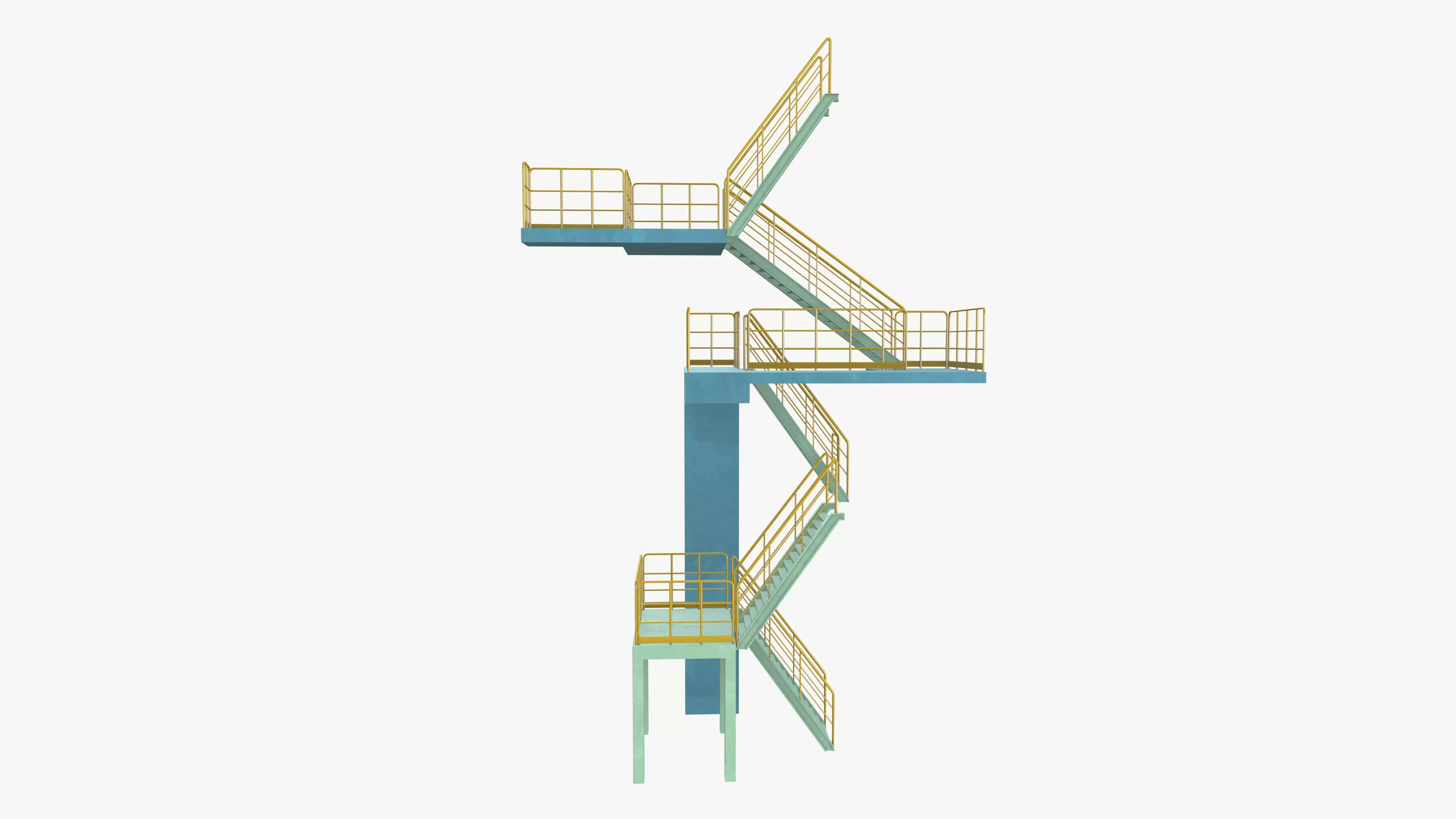 Industrial Stair Case Low-poly 3D model_2