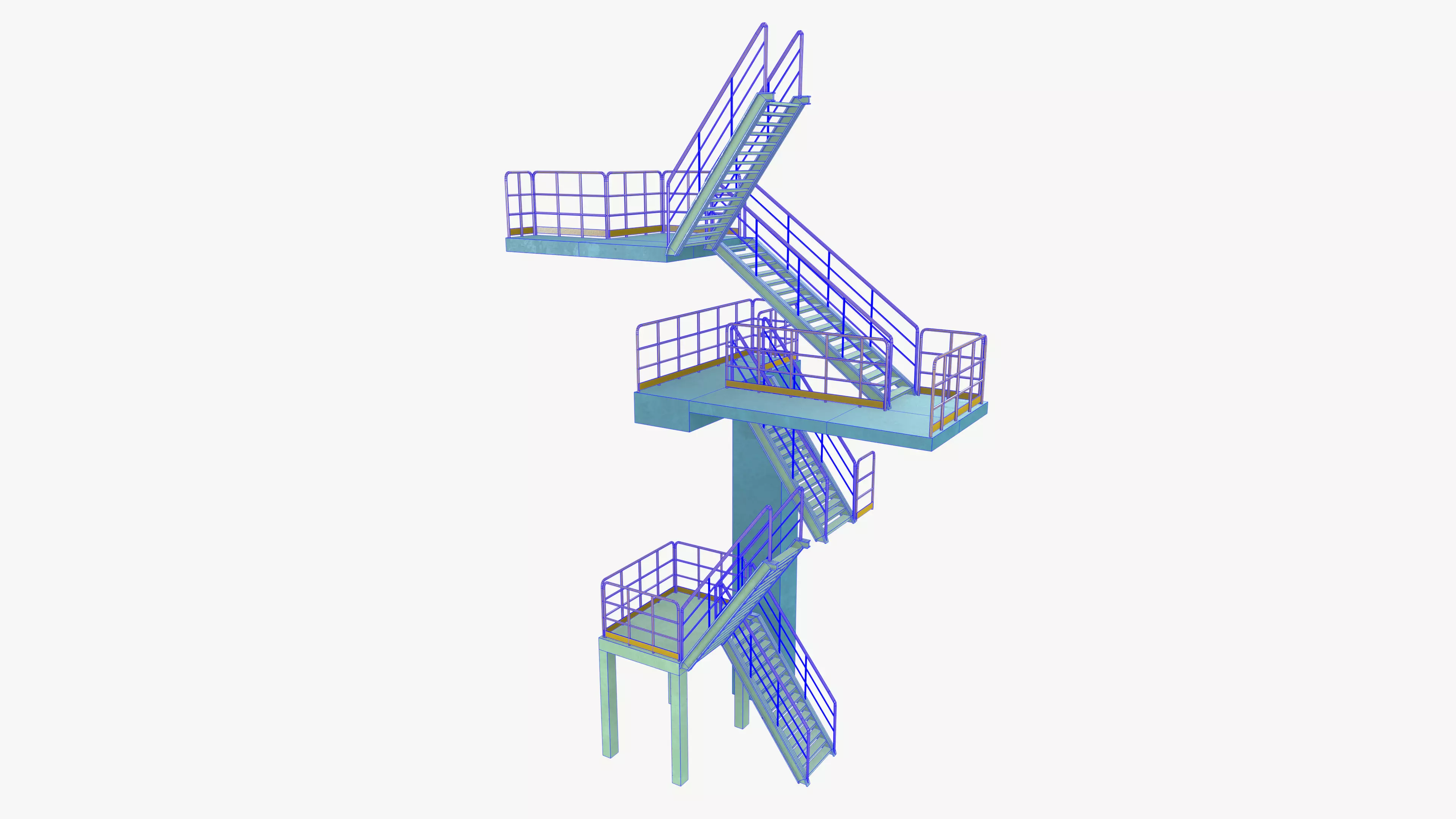 Industrial Stair Case Low-poly 3D model_11