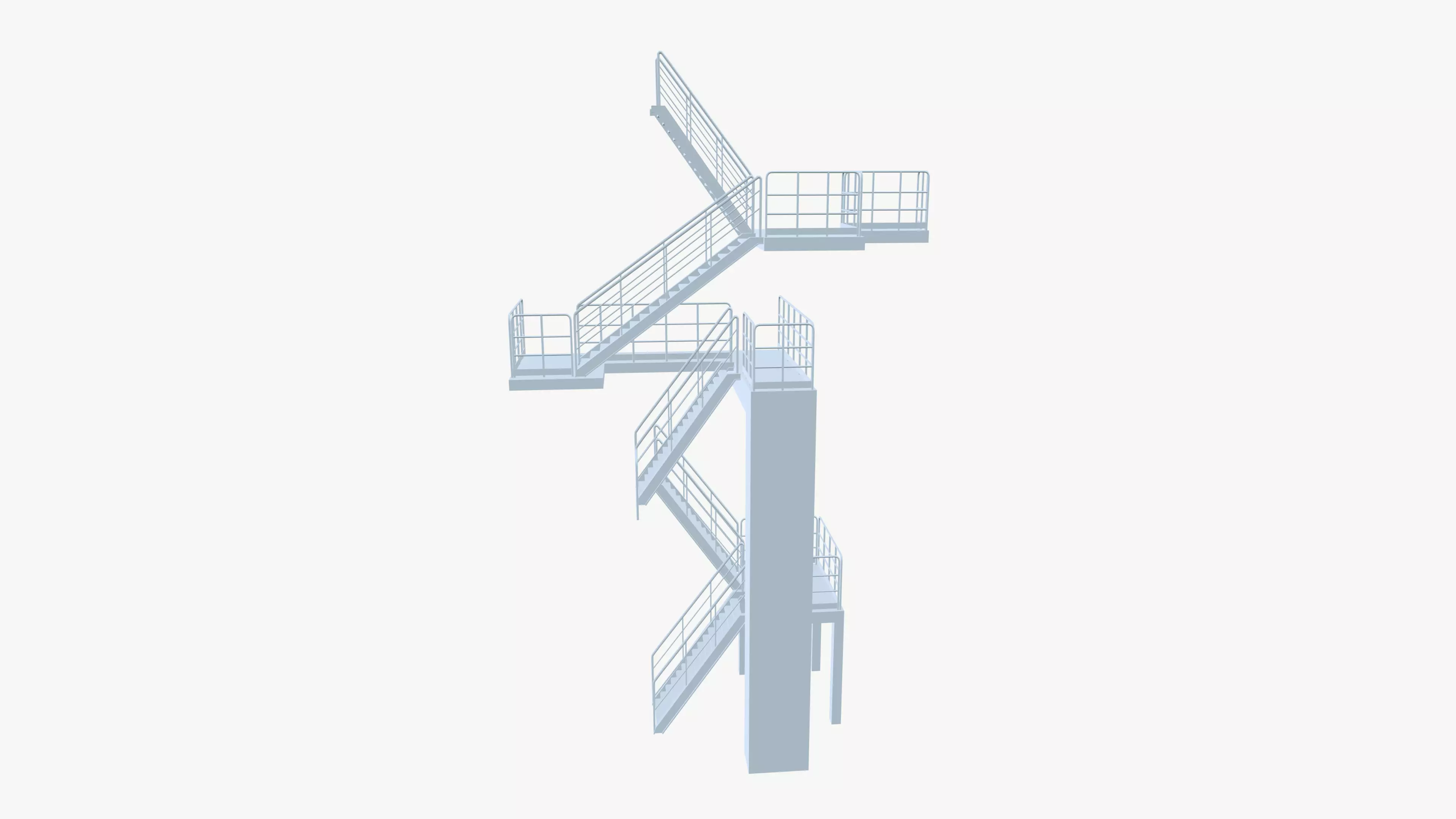 Industrial Stair Case Low-poly 3D model_16