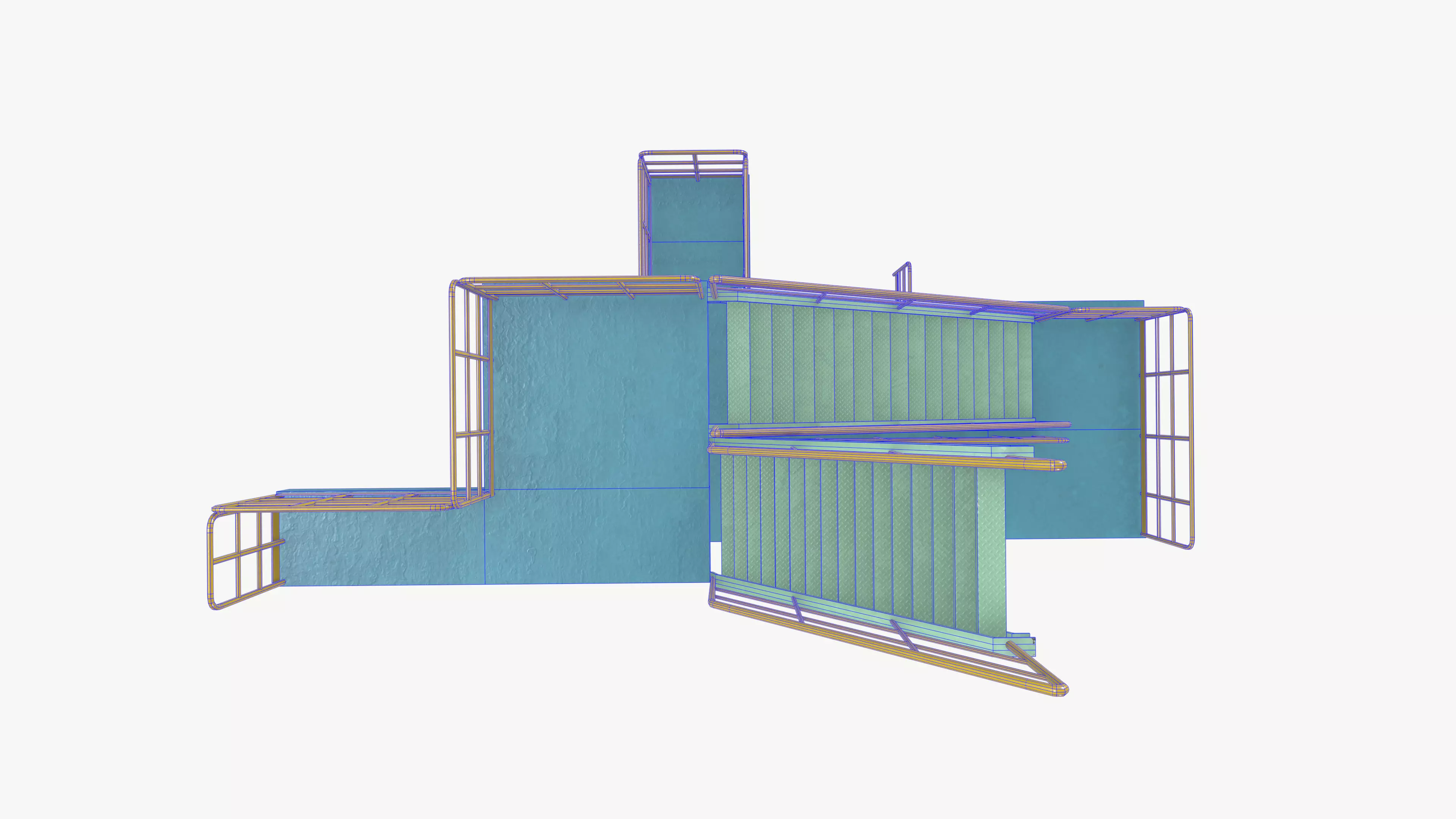 Industrial Stair Case Low-poly 3D model_12