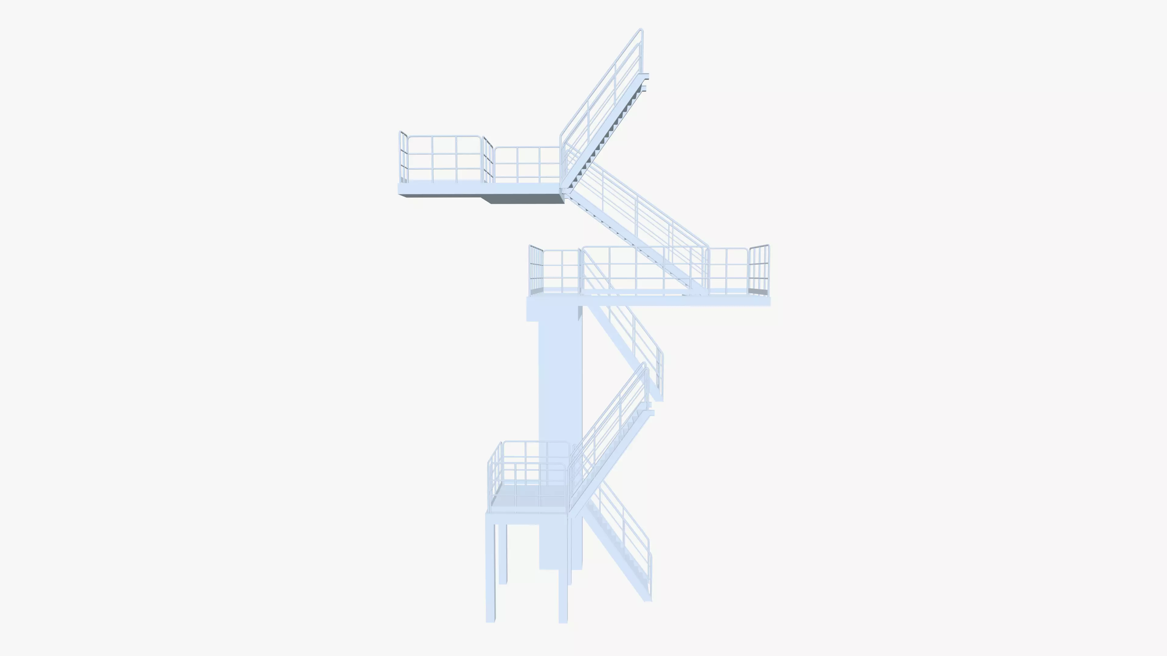 Industrial Stair Case Low-poly 3D model_15