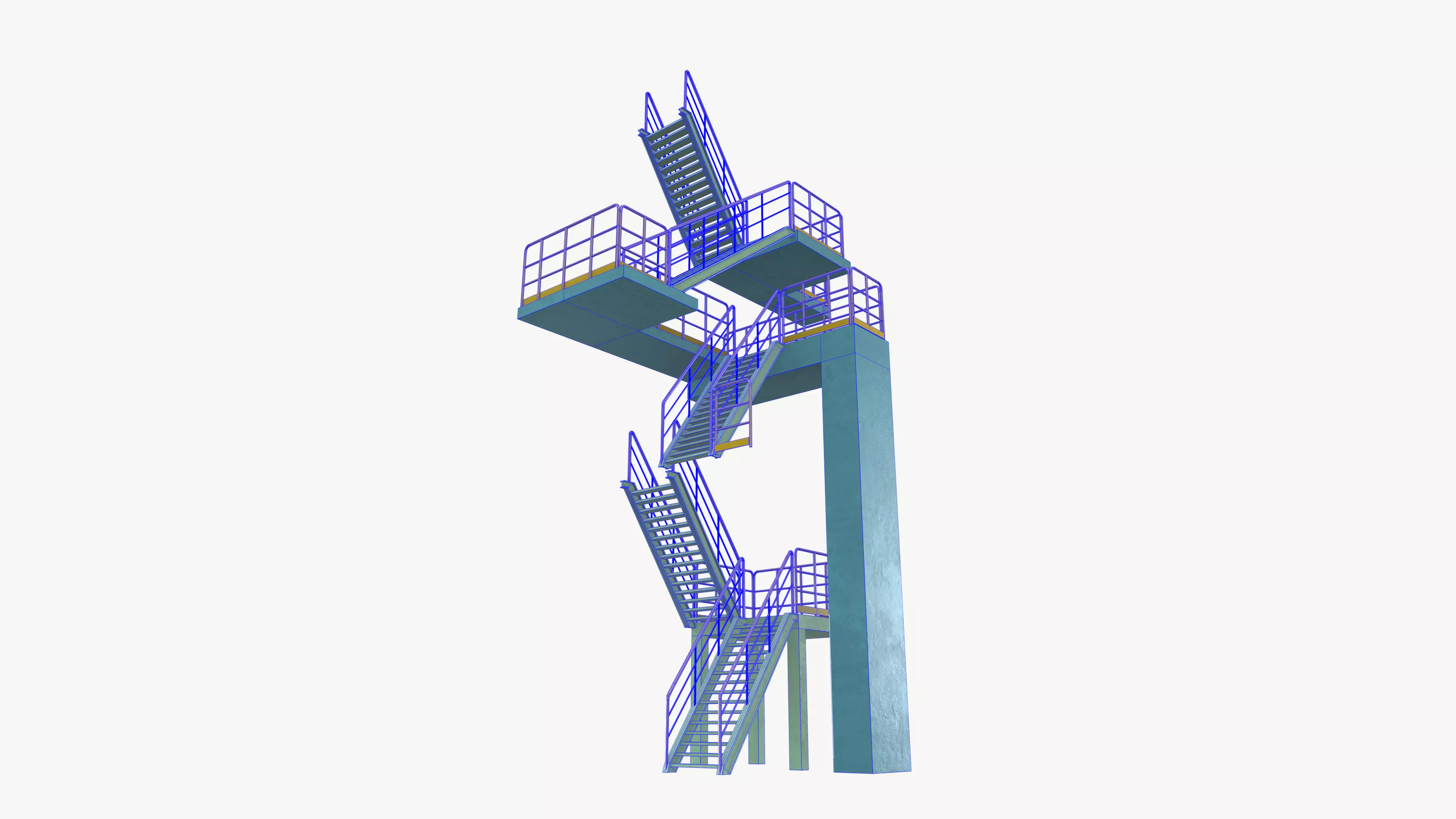 Industrial Stair Case Low-poly 3D model_9
