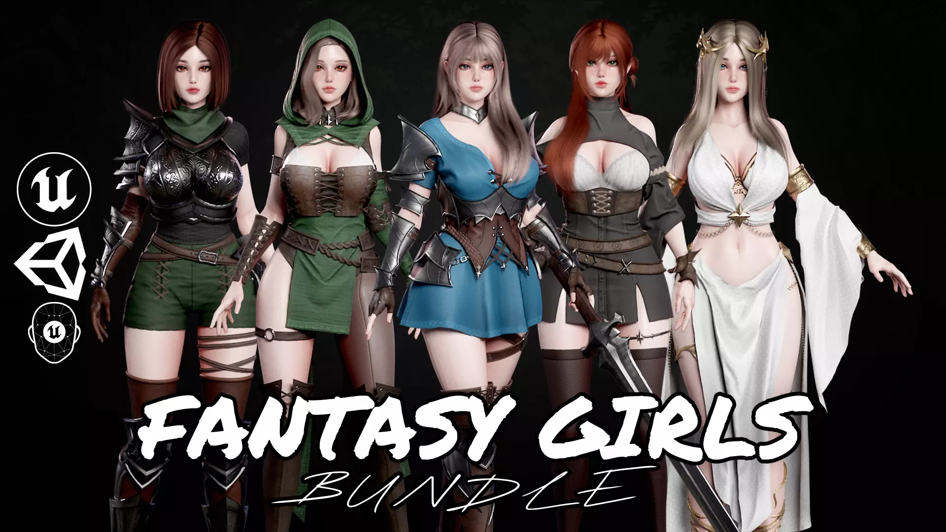 Fantasy Girls Bundle 3D Model Collection_0