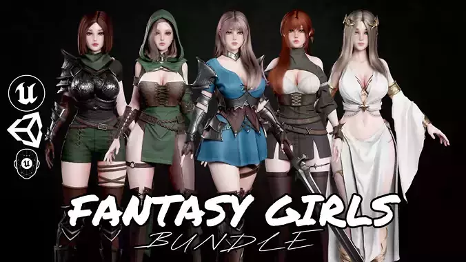 Fantasy Girls Bundle 3D Model Collection