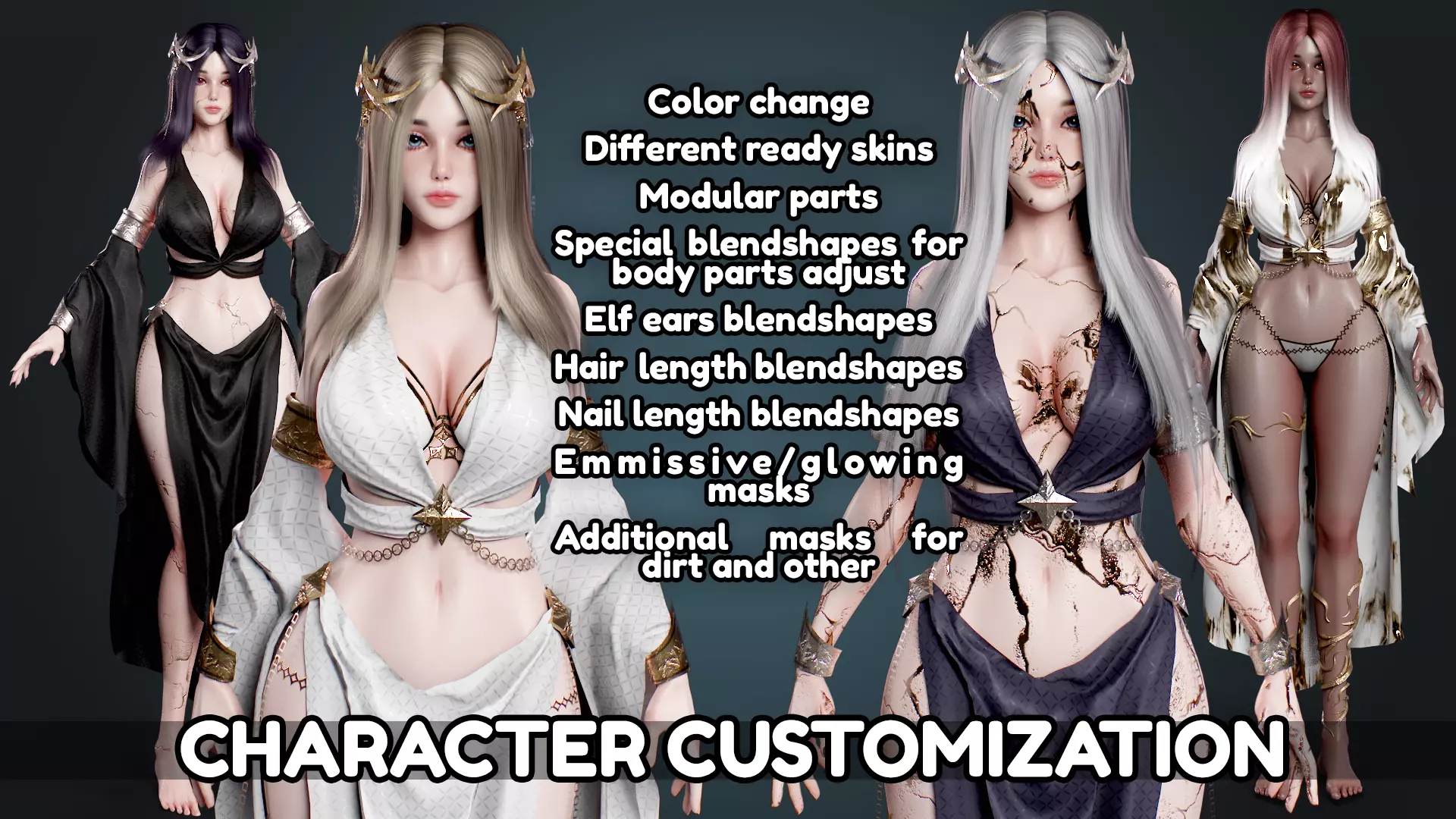 Fantasy Girls Bundle 3D Model Collection_10