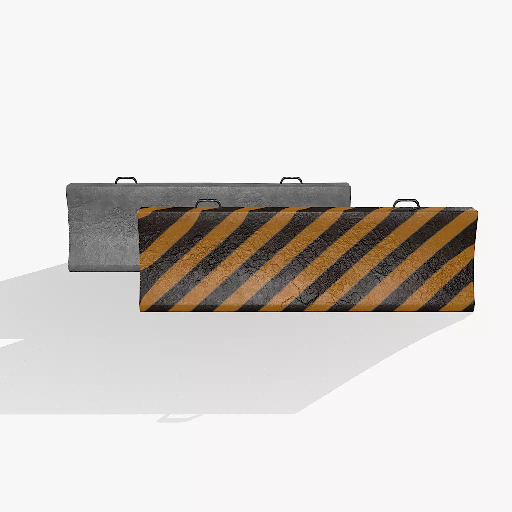 Concrete Barrier Low-poly 3D model_3