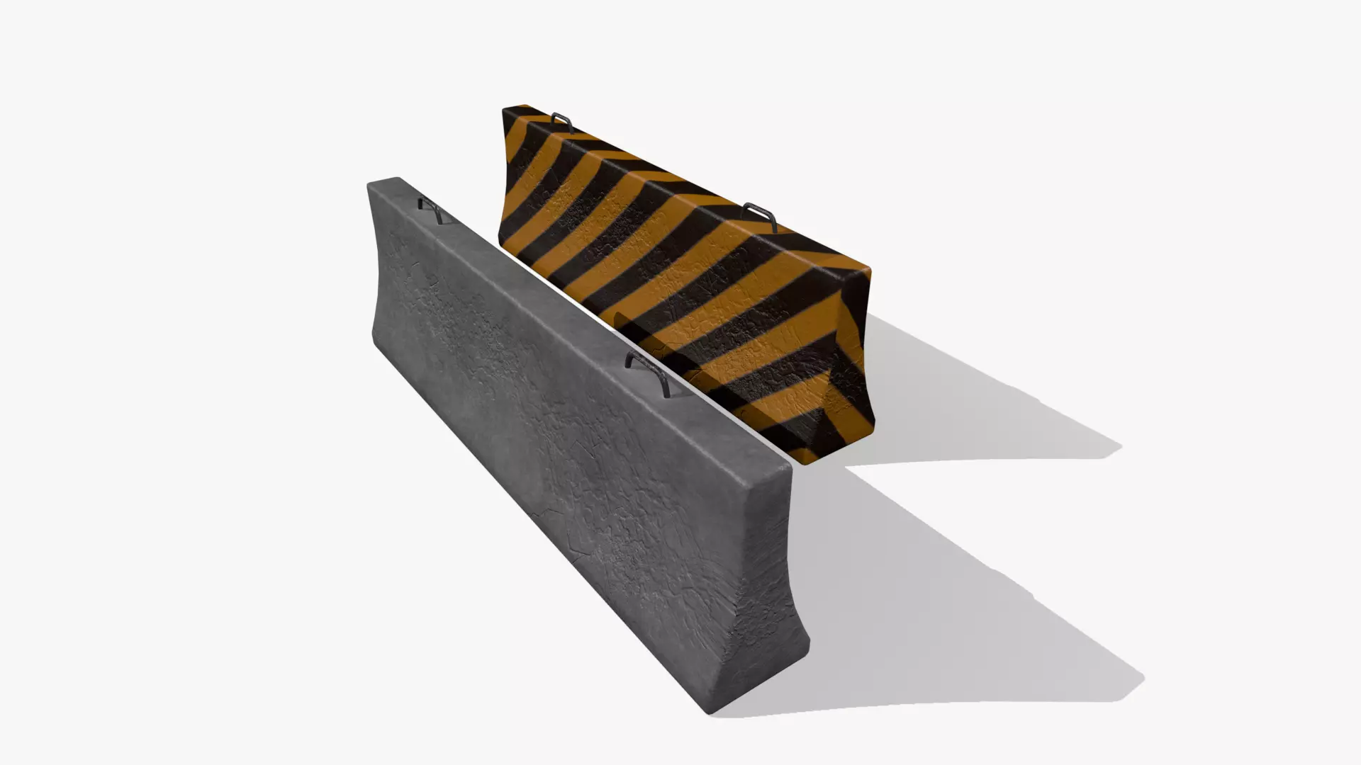 Concrete Barrier Low-poly 3D model_4