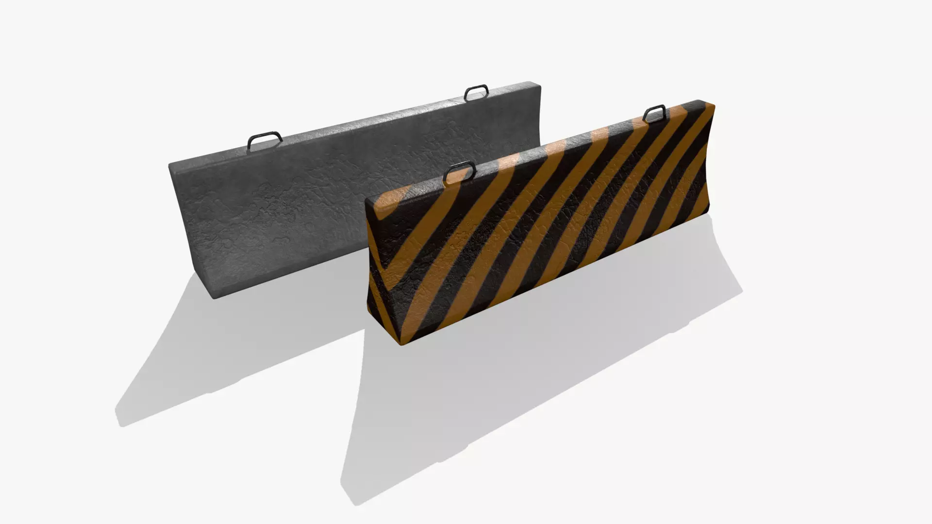 Concrete Barrier Low-poly 3D model_7