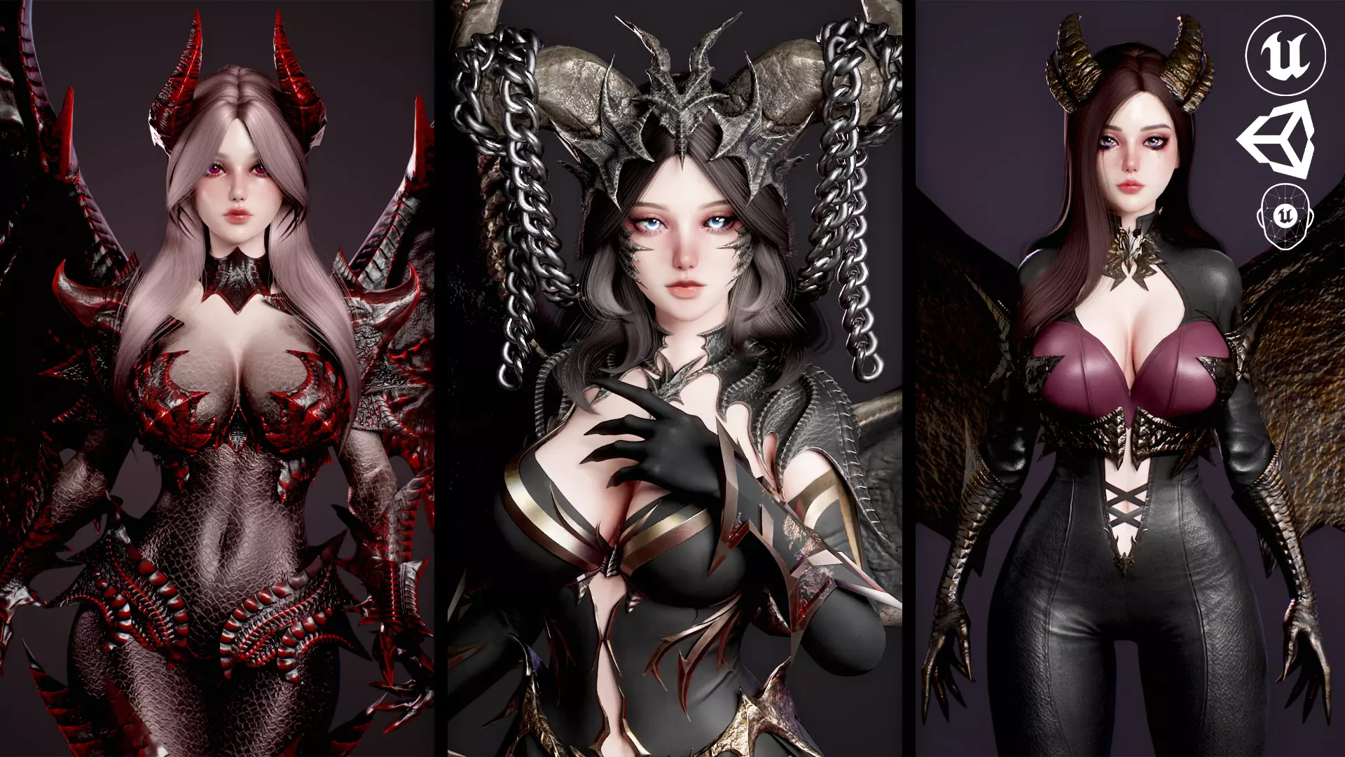 Dragon Girls Pack 3D Model Collection_0