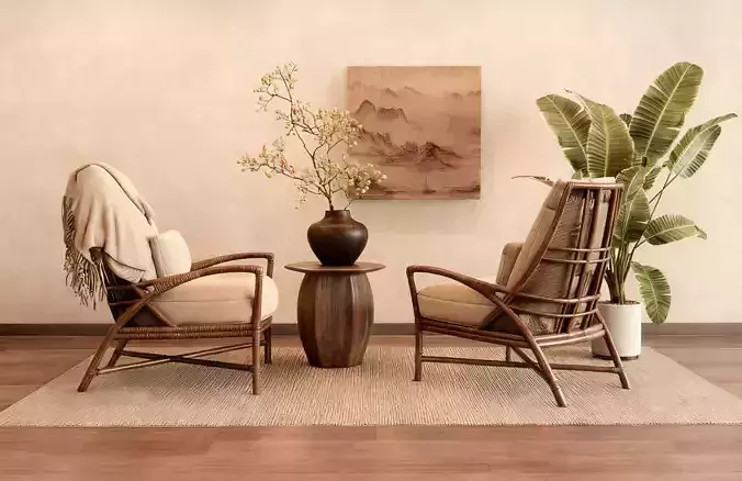 Wabi-sabi vintage lounge chair