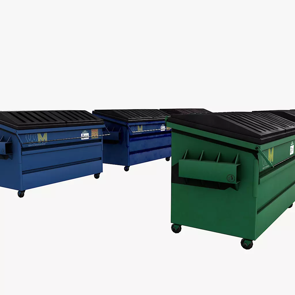 Industrial Dumpster Low-poly 3D model_11