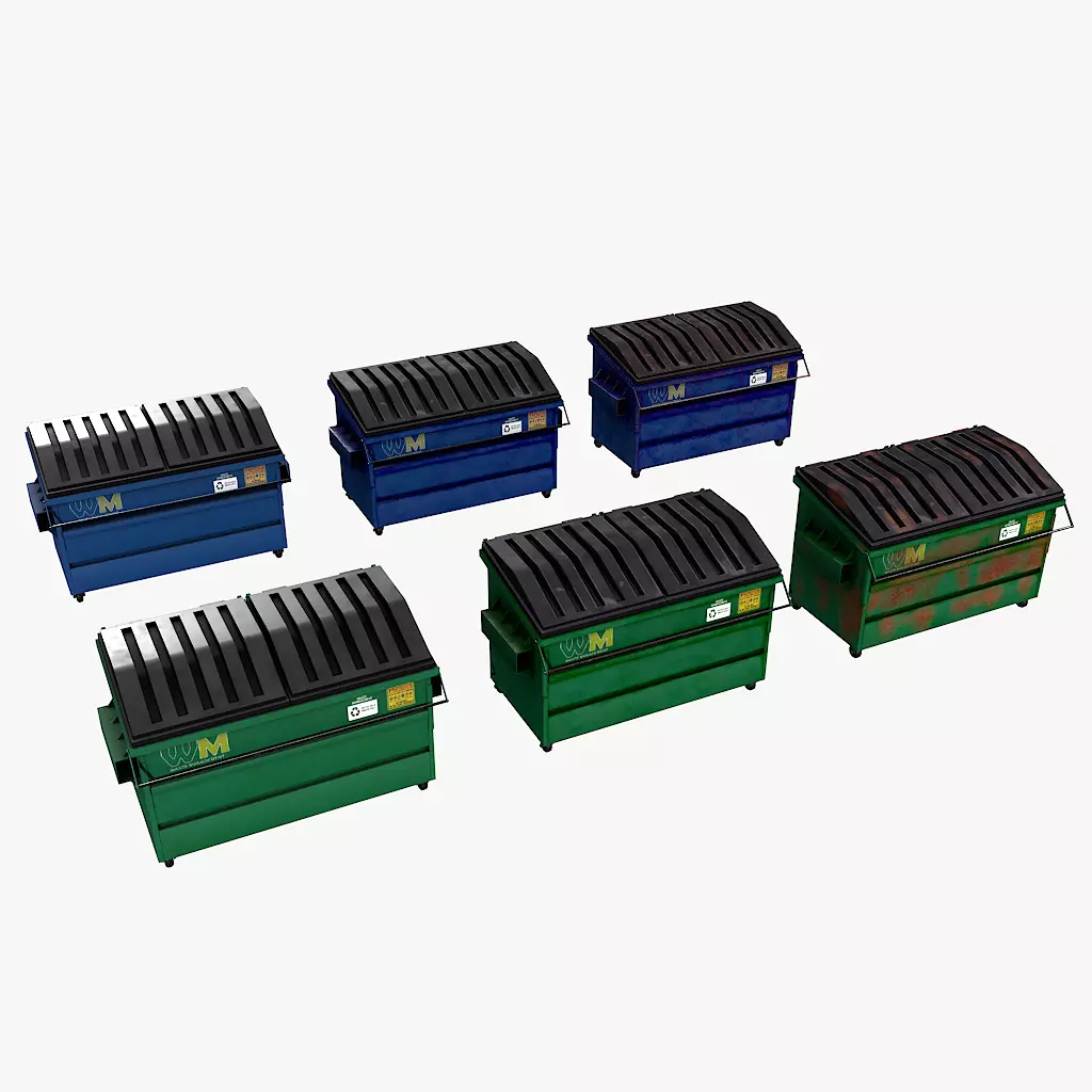 Industrial Dumpster Low-poly 3D model_5