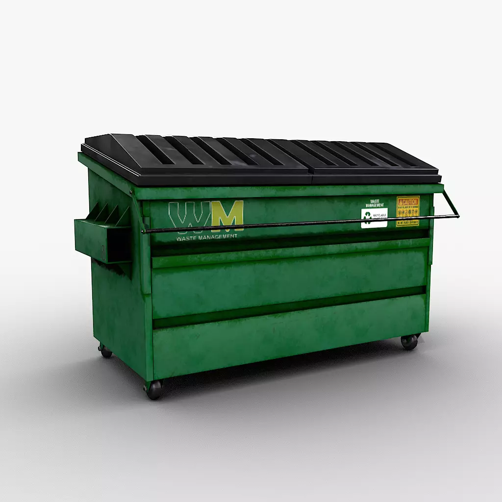 Industrial Dumpster Low-poly 3D model_0
