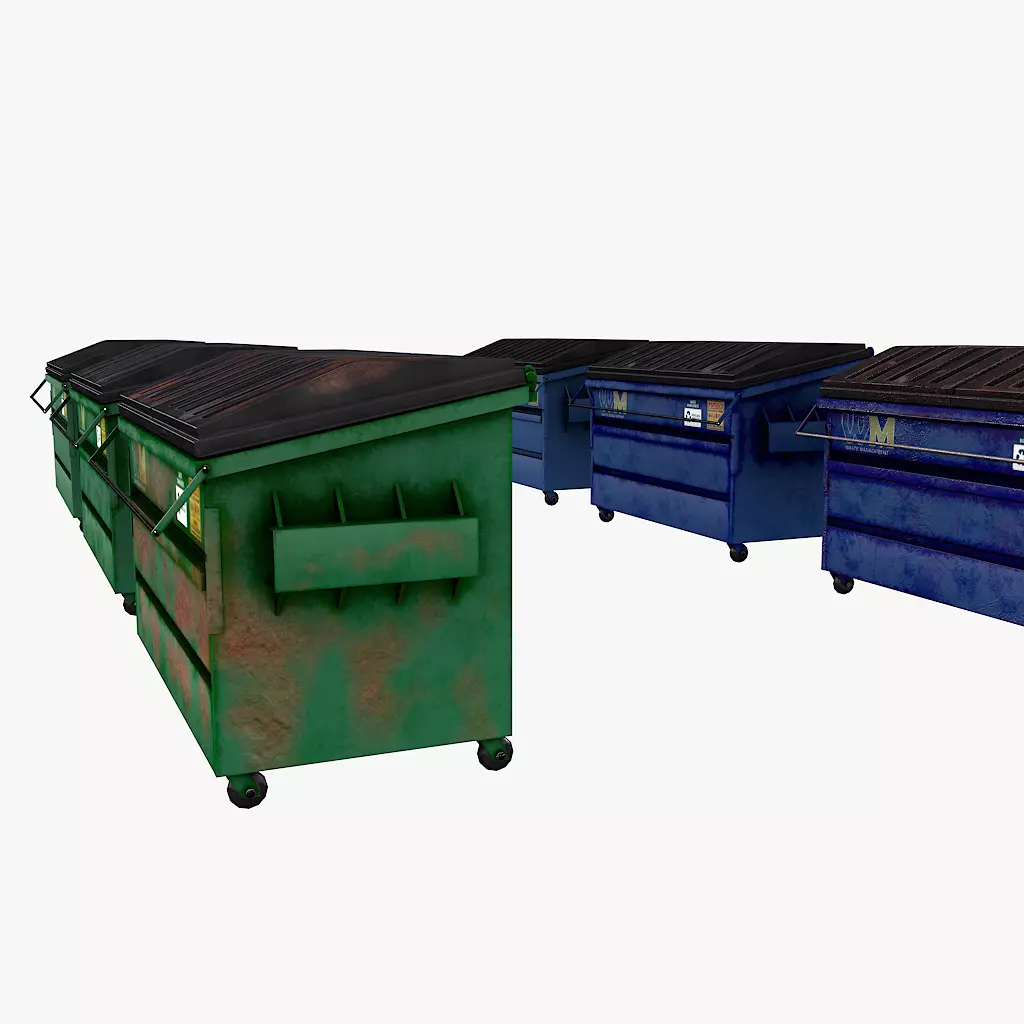 Industrial Dumpster Low-poly 3D model_6