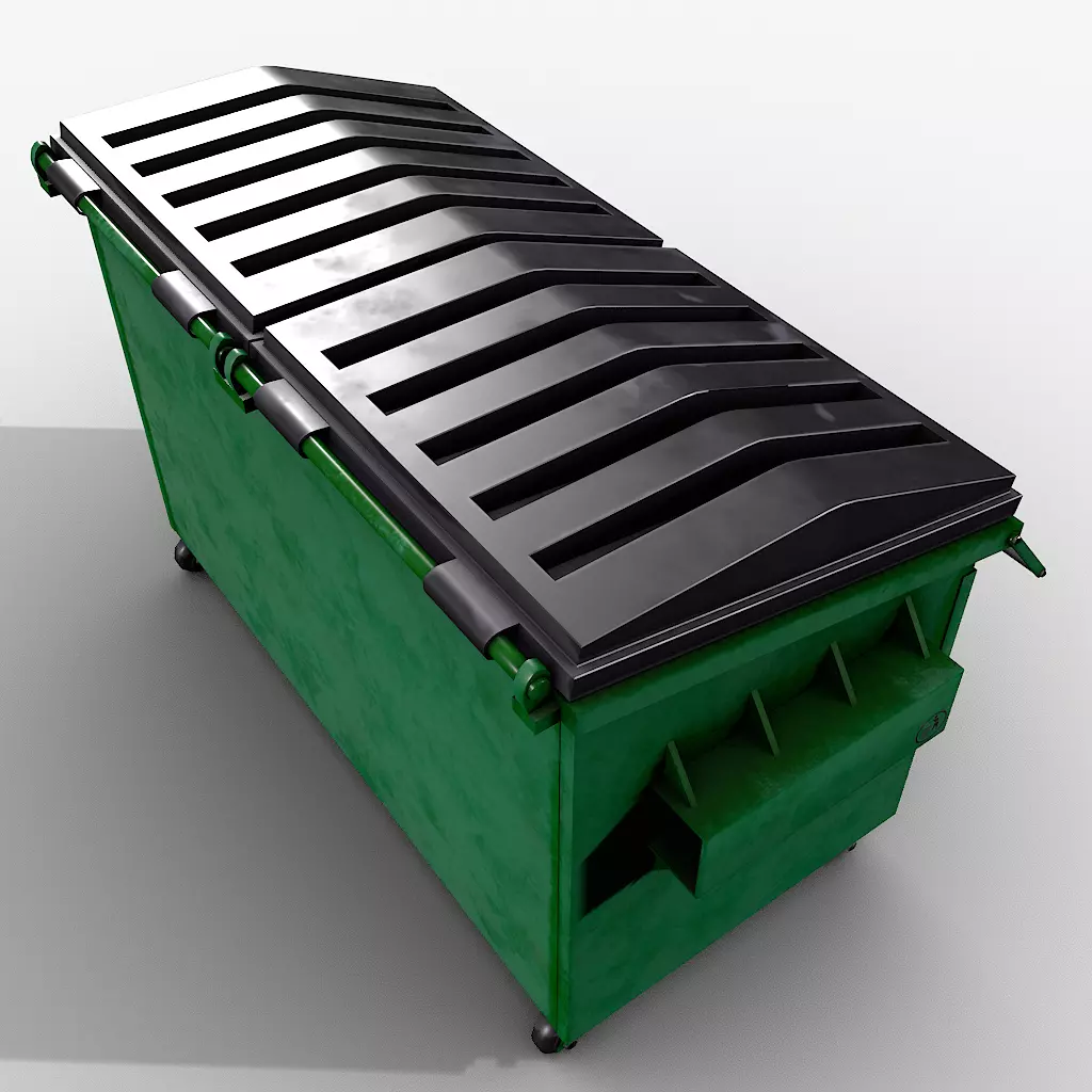 Industrial Dumpster Low-poly 3D model_9