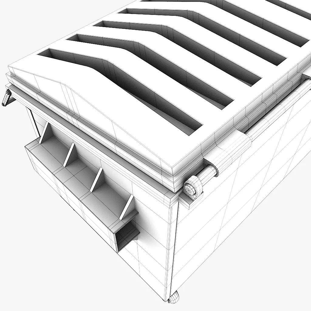 Industrial Dumpster Low-poly 3D model_10