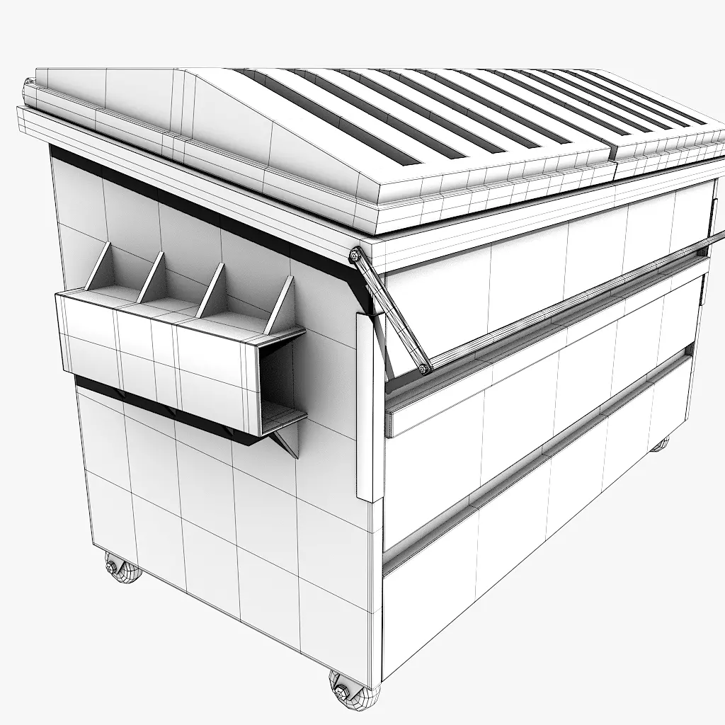 Industrial Dumpster Low-poly 3D model_7