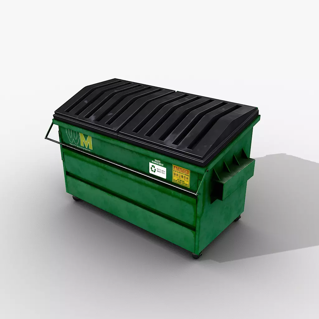 Industrial Dumpster Low-poly 3D model_8