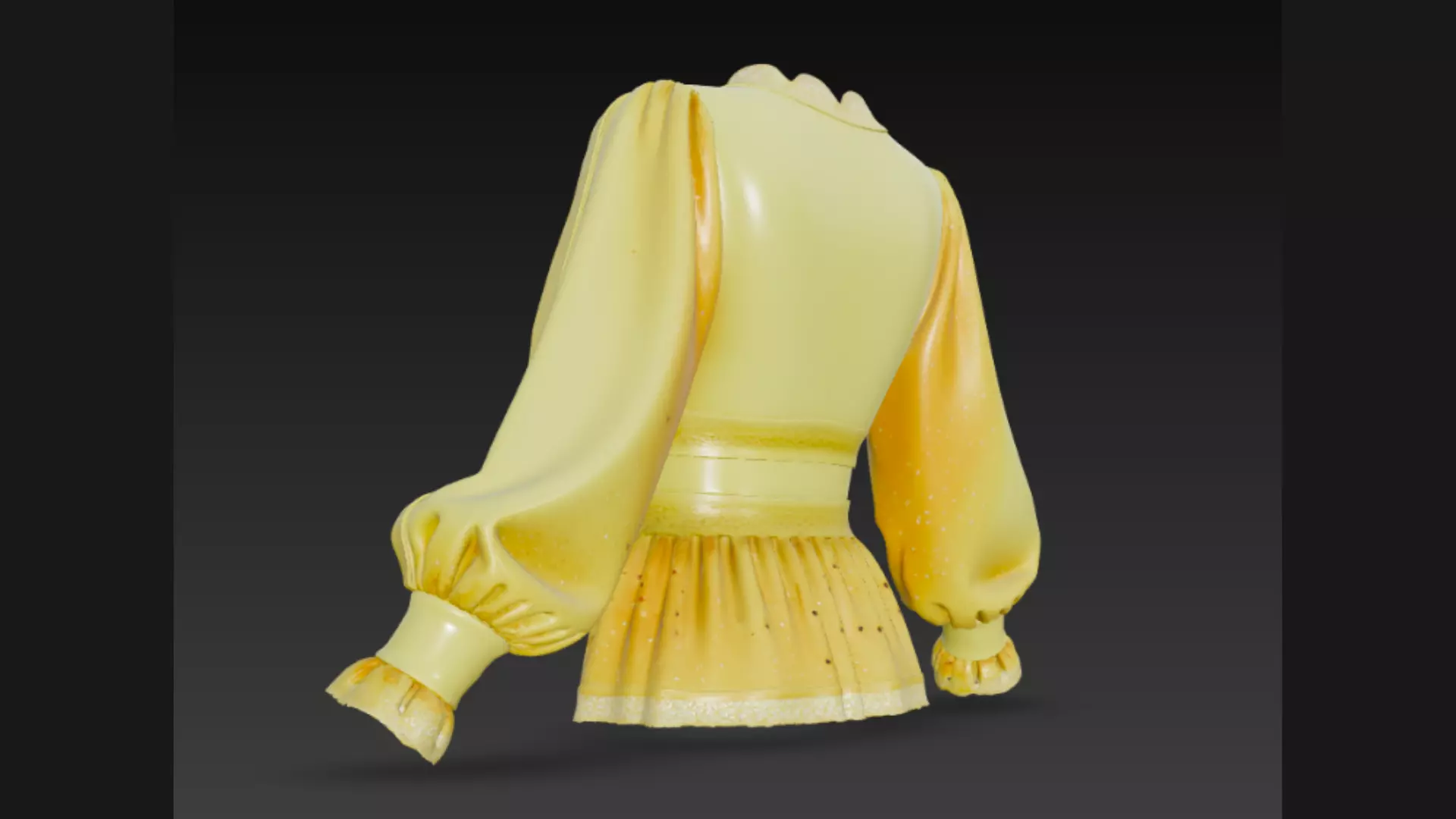 Yellow Sparkle Peplum Lace-Trim Ladies Top 3D Model 3D model_4