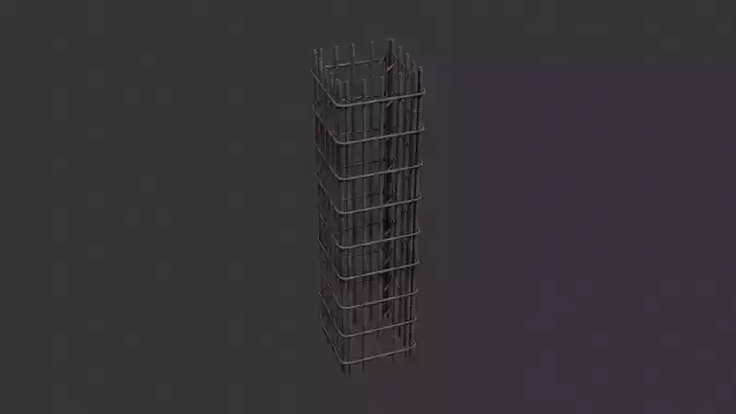 Rebar Pillar Anodized Steel Mesh Column Low-poly 3D model