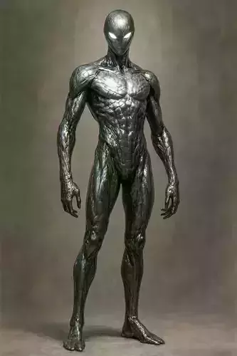 Dark Muscular Figure Character Humanoid Lowpoly Textured Skin