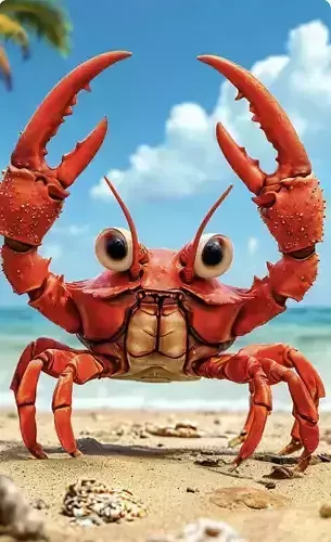 Cute Beach Crab 3D Model Big Eyes Animal Playful Expression