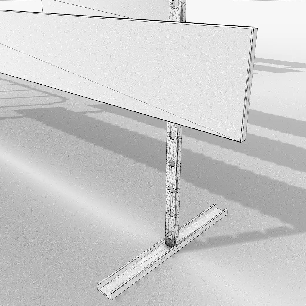 Road Safety Fence And Barrier Set Low-poly 3D model_8