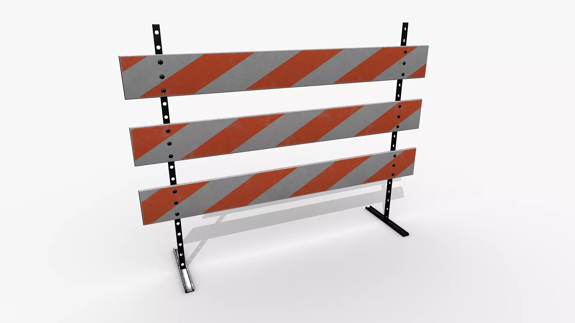 Road Safety Fence And Barrier Set Low-poly 3D model_3