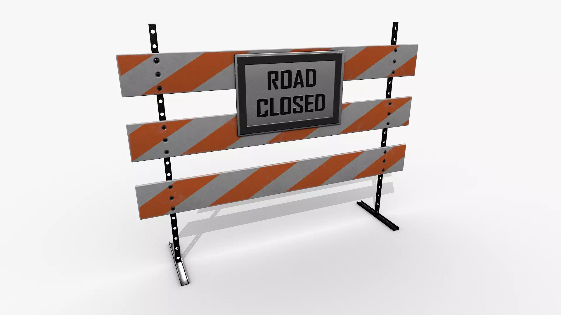 Road Safety Fence And Barrier Set Low-poly 3D model_2