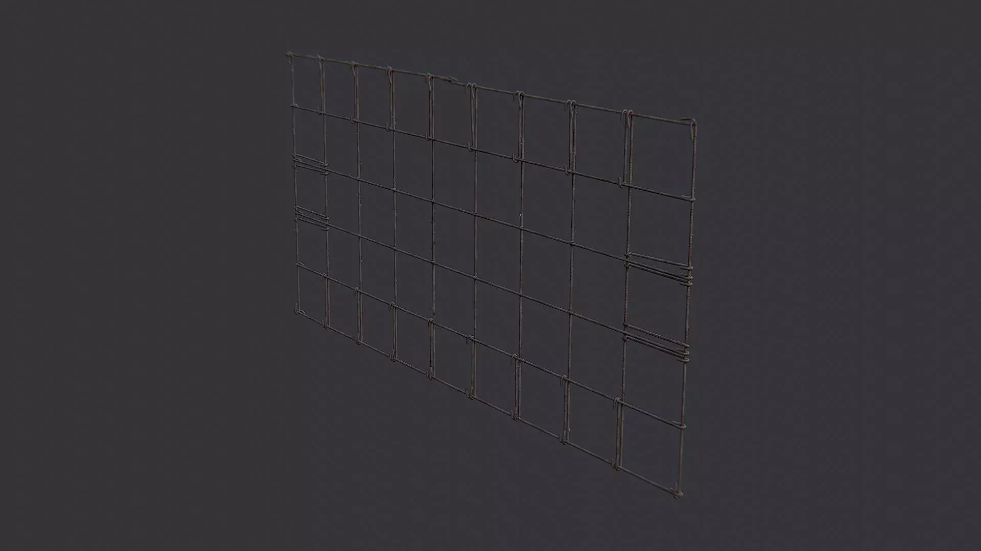 Rebar Grid Wall Panel Metal Decor Low-poly 3D model_1