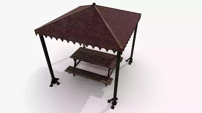 Covered Picnic Area Park Gazebo Low-poly 3D model Covered Picnic Area Park Gazebo Low-poly 3D model