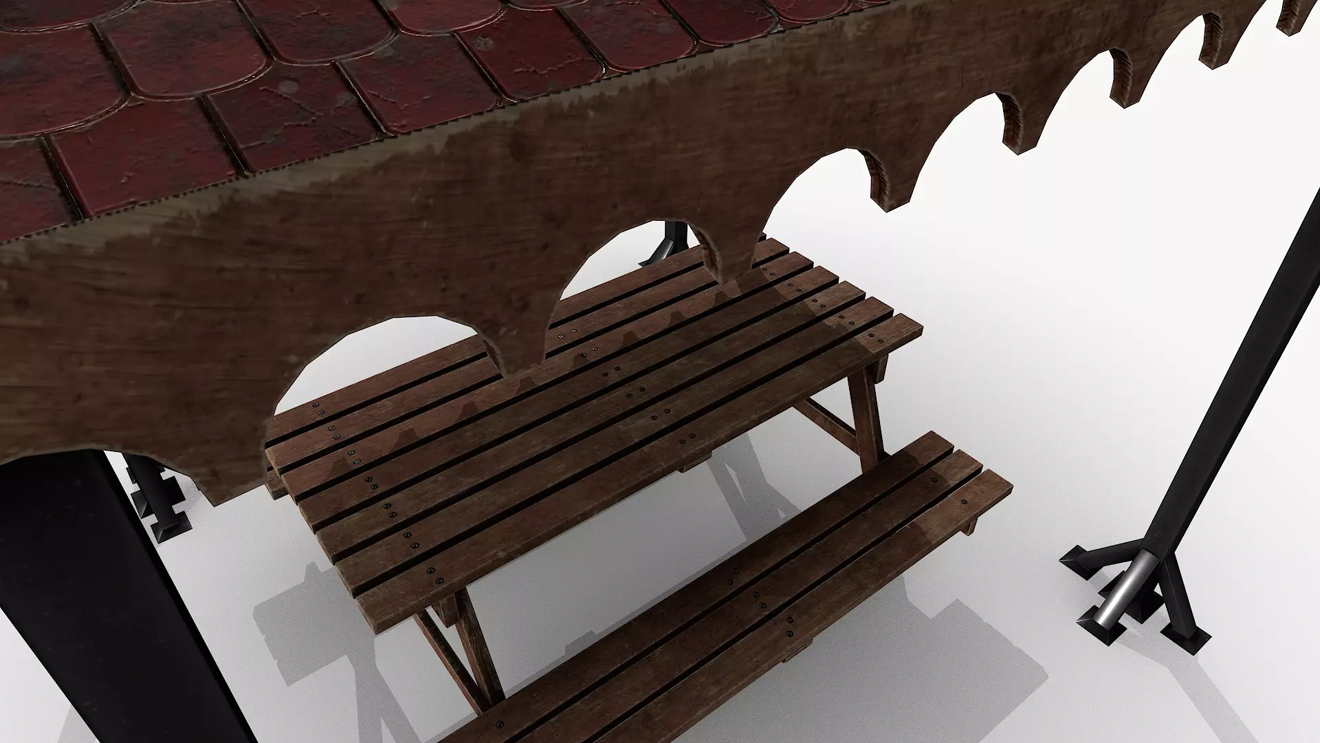 Covered Picnic Area Park Gazebo Low-poly 3D model_5